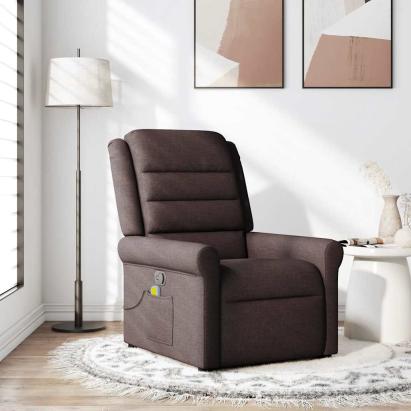 Fotoliu de masaj rabatabil, maro închis, material textil GartenMobel Dekor