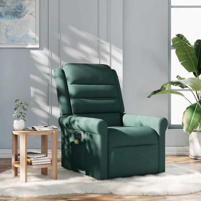 Fotoliu de masaj rabatabil, verde închis, material textil GartenMobel Dekor