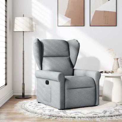Fotoliu rabatabil, gri deschis, material textil GartenMobel Dekor