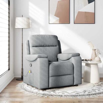 Fotoliu de masaj rabatabil, gri deschis, textil GartenMobel Dekor