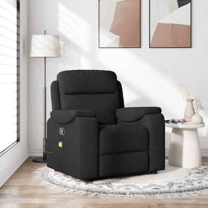 Fotoliu de masaj rabatabil, negru, material textil GartenMobel Dekor