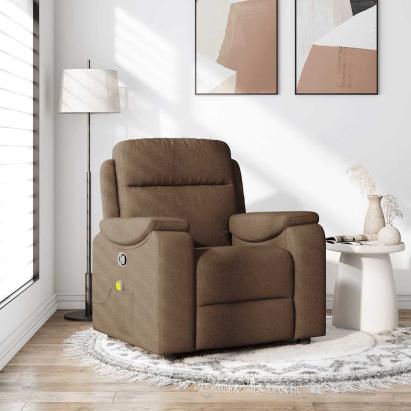 Fotoliu de masaj rabatabil, maro, material textil GartenMobel Dekor
