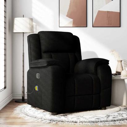 Fotoliu de masaj rabatabil, negru, material textil GartenMobel Dekor
