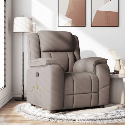 Fotoliu de masaj rabatabil, gri taupe, material textil GartenMobel Dekor