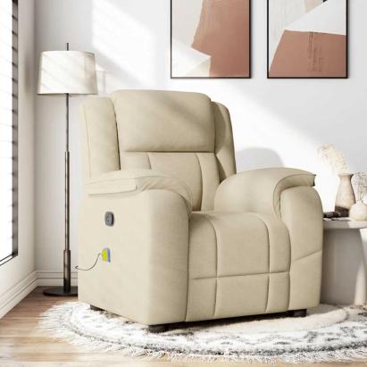 Fotoliu rabatabil de masaj, crem, material textil GartenMobel Dekor