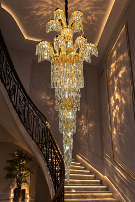 Candelabru din cristal Palace Regalis, auriu lucios, 29xG9, D80 cm