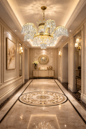 Candelabru din cristal PALACE, 12xG9, 69 cm, auriu lucios, reglabil