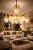 Candelabru din Cristal Auriu Lucios 10xE14, D75 cm, Inaltime Reglabila