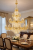 Candelabru din cristal auriu 54xE14, 150x230 cm, inaltime reglabila