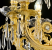 Candelabru din Cristal Auriu 9xE14, 68 cm, Inaltime Reglabila