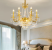 Candelabru din Cristal Auriu 9xE14, 68 cm, Inaltime Reglabila