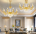 Candelabru din Cristal Auriu 9xE14, 68 cm, Inaltime Reglabila