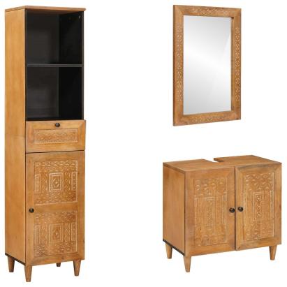 Set de mobilier pentru baie cu sertar 3 pcs Maro Lemn compozit GartenMobel Dekor