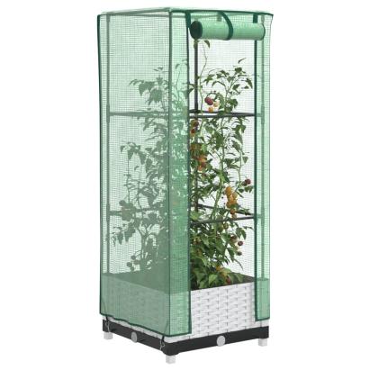 Strat înălțat cu husă de seră, aspect ratan, 40x40x123 cm GartenMobel Dekor
