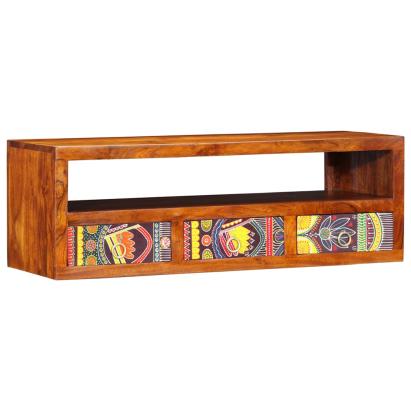 Dulap TV de perete multicolor 90x30x30 din lemn masiv de salcam GartenMobel Dekor