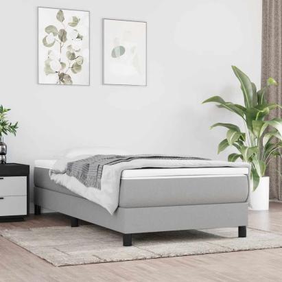 Saltea cu arcuri buzunar de copii fermitate medie gri deschis 80x160 cm textil GartenMobel Dekor