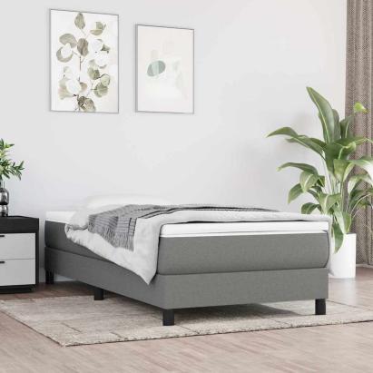 Saltea cu arcuri buzunar de copii fermitate medie gri închis 80x160 cm textil GartenMobel Dekor