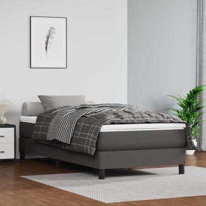 Saltea cu arcuri buzunar copii fermitate medie gri 80x160 cm piele artificială GartenMobel Dekor