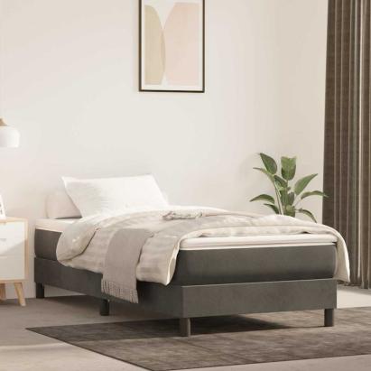 Saltea cu arcuri buzunar de copii fermitate medie gri închis 80x160 cm catifea GartenMobel Dekor