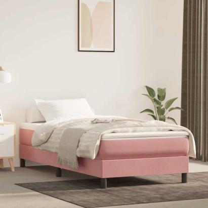 Saltea cu arcuri buzunar de copii fermitate medie roz 80x160 cm catifea GartenMobel Dekor