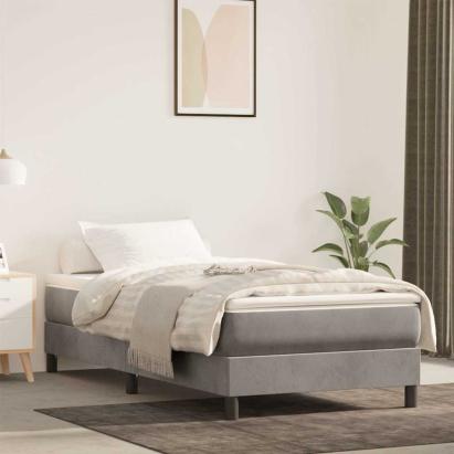 Saltea cu arcuri buzunar, fermitate medie, gri deschis, 90x220x20 cm, catifea GartenMobel Dekor