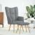 Scaun de relaxare cu taburet, gri deschis, textil GartenMobel Dekor