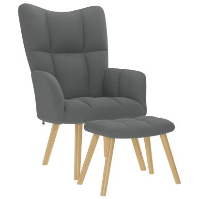 Scaun de relaxare cu taburet, gri deschis, textil GartenMobel Dekor