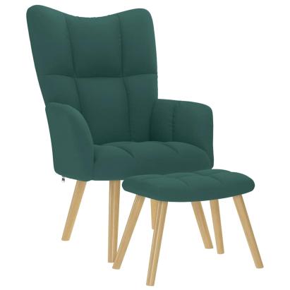 Scaun de relaxare cu taburet, verde închis, textil GartenMobel Dekor