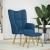 Scaun de relaxare cu taburet, albastru, textil GartenMobel Dekor