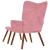 Scaun de relaxare cu taburet, roz, catifea GartenMobel Dekor