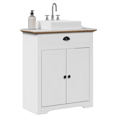 Dulap pentru chiuvetă de baie „BODO” alb și maro 70x35x80 cm GartenMobel Dekor