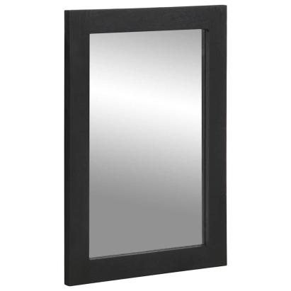 Oglindă de baie, negru, 50x70x2,5 cm, lemn prelucrat și alamă GartenMobel Dekor