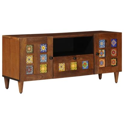 Cabinet TV cu ușă castan 105 x 33 x 46 cm Lemn de mango solid GartenMobel Dekor