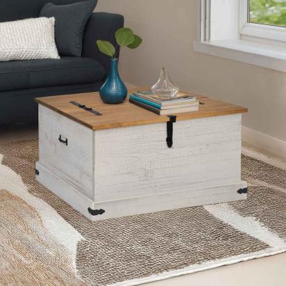 Cufă de depozitare HALDEN alb 91x91x47 cm lemn masiv de pin GartenMobel Dekor