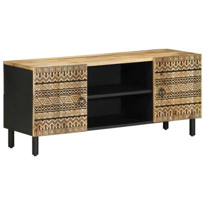 Dulap TV, negru, 105x33,5x46 cm, lemn masiv de mango brut GartenMobel Dekor