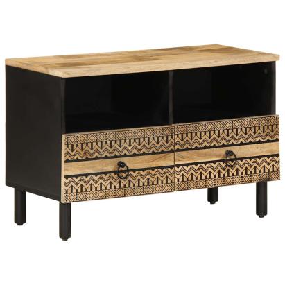 Dulap TV, negru, 70x33,5x46 cm, lemn masiv de mango brut GartenMobel Dekor