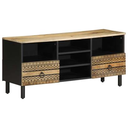 Dulap TV, negru, 100x33,5x46 cm, lemn masiv de mango brut GartenMobel Dekor