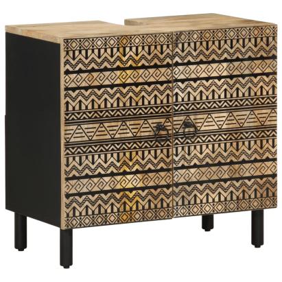Dulap chiuveta de baie, negru, 62x33x58 cm, lemn masiv de mango GartenMobel Dekor