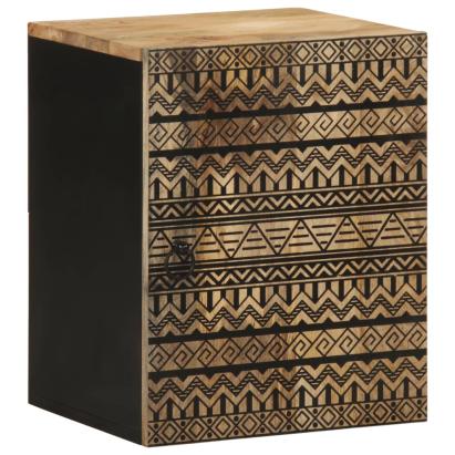 Dulap suspendat de baie negru 38x33,5x48cm, lemn masiv de mango GartenMobel Dekor