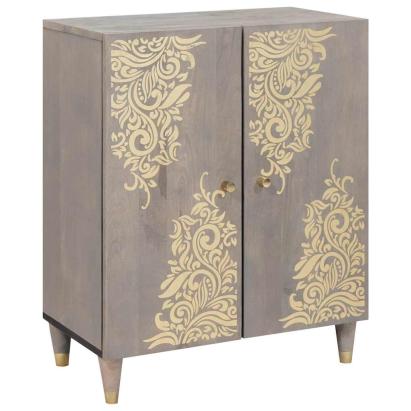 Bufet Gri și Aur 60 x 33 x 75 cm Lemn de mango solid GartenMobel Dekor