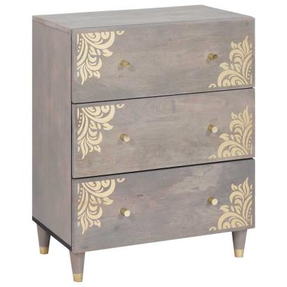 Bufet Gri și Aur 60 x 33 x 75 cm Lemn de mango solid GartenMobel Dekor