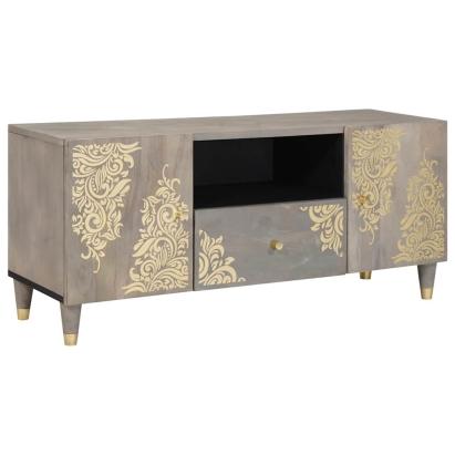 Cabinet TV cu sertar Gri 105 x 33 x 46 cm Lemn de mango solid GartenMobel Dekor