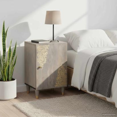 Dulap de Baie cu ușă Gri 38 x 33 x 58 cm Lemn de mango solid GartenMobel Dekor