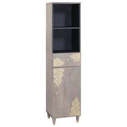 Dulap de Baie Gri 38 x 33 x 160 cm Lemn de mango solid GartenMobel Dekor