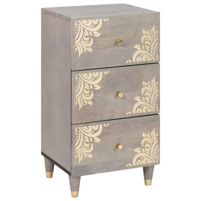 Bufet cu sertar Gri și Aur 40 x 33 x 75 cm Lemn de mango solid GartenMobel Dekor