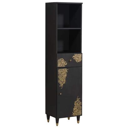Dulap de Baie Negru 38 x 33 x 160 cm Lemn de mango solid GartenMobel Dekor