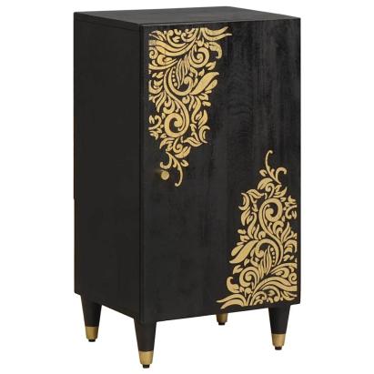 Bufet cu raft cu ușă Negru 40 x 33 x 75 cm Lemn de mango solid GartenMobel Dekor