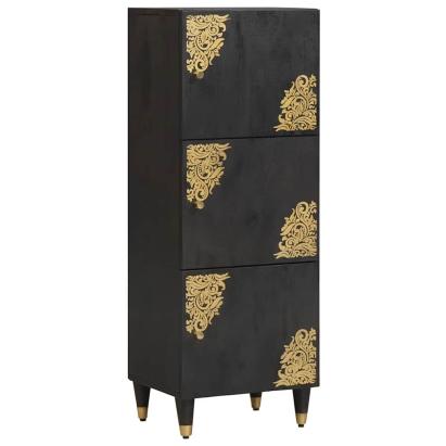 Bufet cu raft cu ușă Negru 40 x 33 x 110 cm Lemn de mango solid GartenMobel Dekor