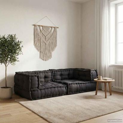 Canapea modulară cu 2 locuri Antracit 140x70x36 Material GartenMobel Dekor