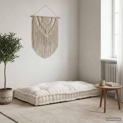 Perna pentru canapea pe palet Crem 120 x 80 x 12 cm Țesătură GartenMobel Dekor